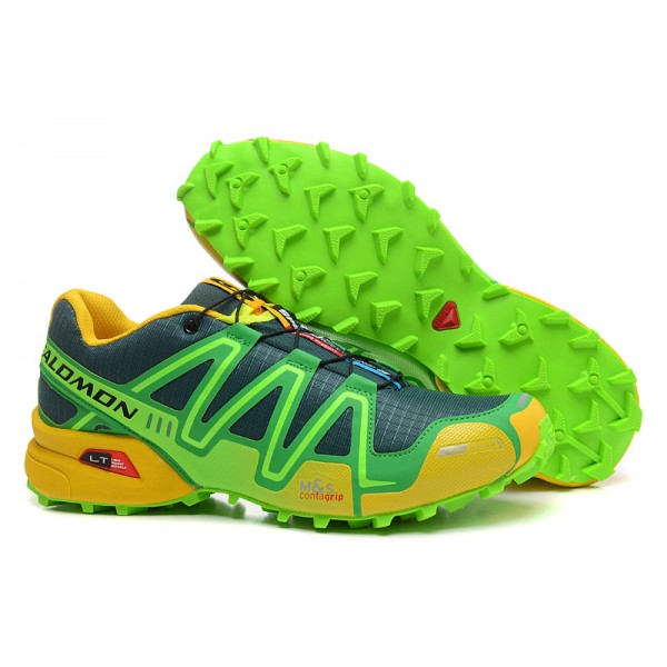 Salomon Speedcross 3 CS Trail Running Shoes Green Yellow For Men