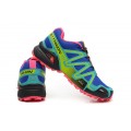 Salomon Speedcross 3 CS Trail Running Shoes Blue Green For Women