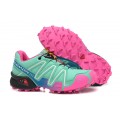Salomon Speedcross 3 CS Trail Running Shoes Blue Green Pink For Women