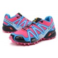 Salomon Speedcross 3 CS Trail Running Shoes Sky Blue Rose Red For Women