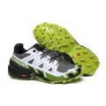 Men's Salomon Speedcross 6 Trail Running Shoes In Gray White Green