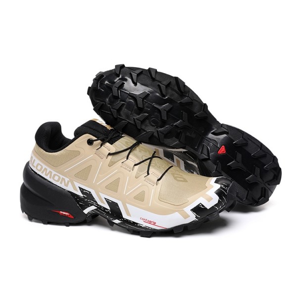 Men's Salomon Speedcross 6 Trail Running Shoes In Sand White Black