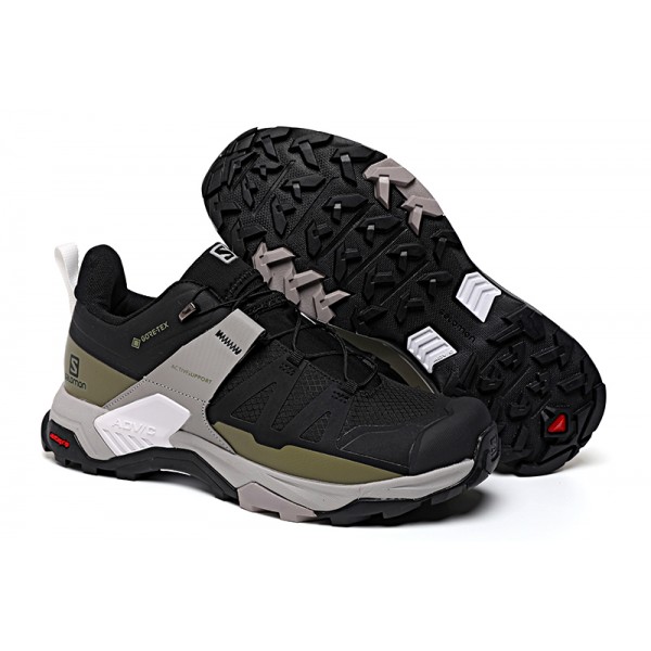 Men's Salomon X Ultra 4 Gore-Tex Hiking Shoes In Black Army Green Gray